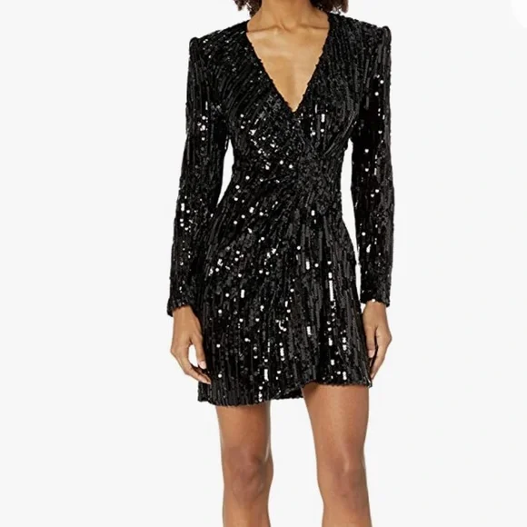 black sequin wrap mini dress Sasha Sequin Skater Mini Dress | Strapless Sequin Mini Dress